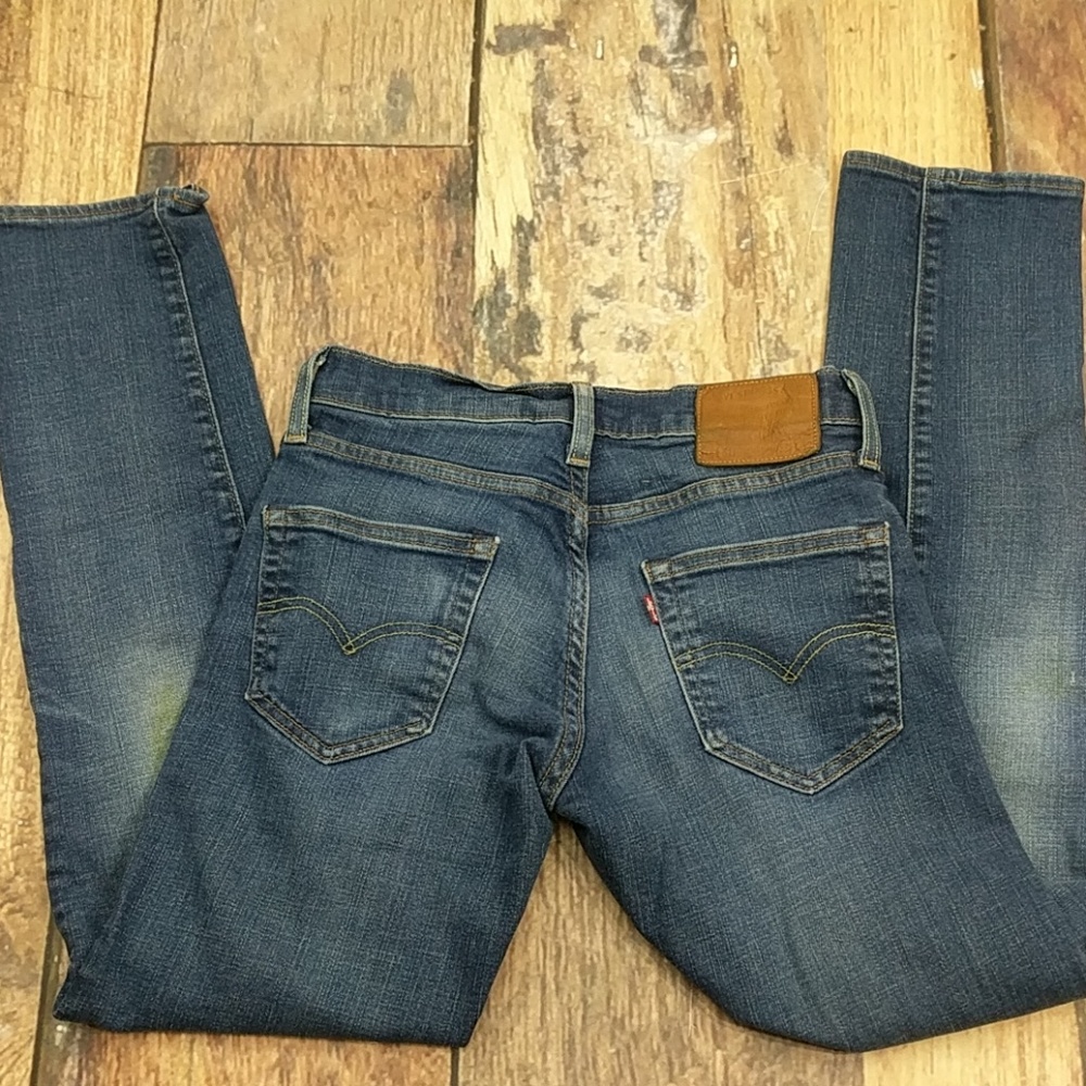 Levi's 511 Premium Denim Blue Jeans Big E Leather Patch 27" Waist 29" Inseam - Picture 3 of 8